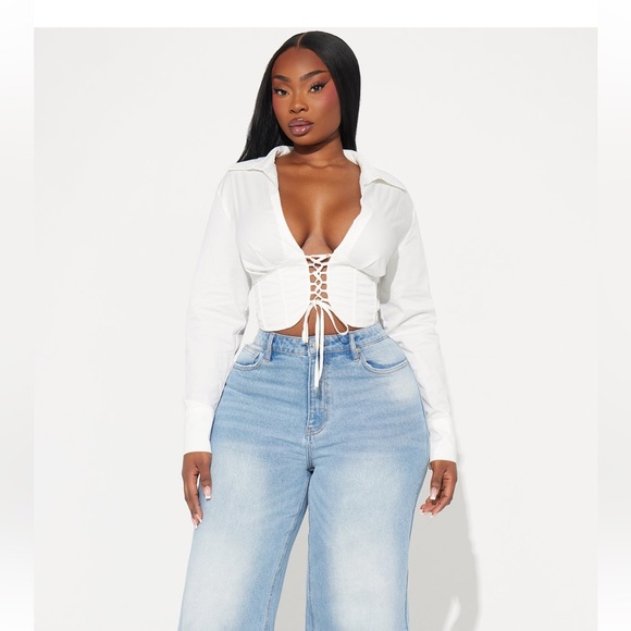 Fashion nova plus long sleeve crop top - Picture 2 of 4